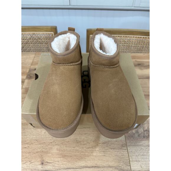 UGG Women's Classic Ultra Mini Platform Chestnut Rich Suede Size 6 NIB Platform - Picture 6 of 16